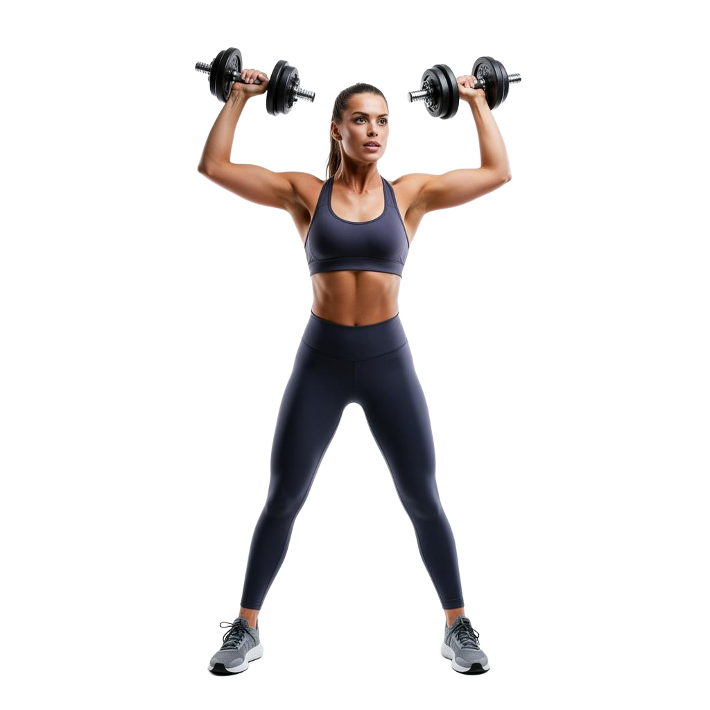 Athlete training with dumbbells